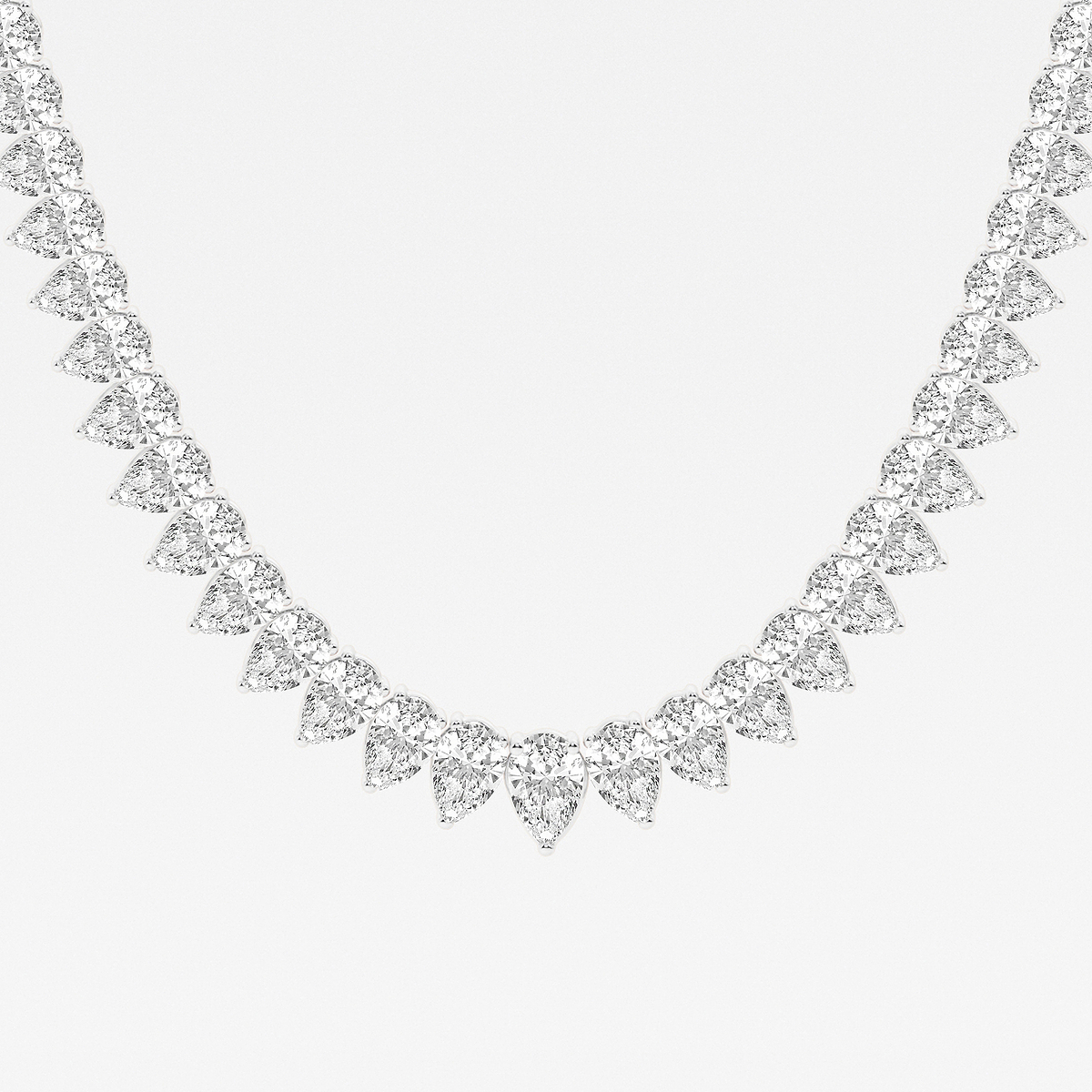 Additional Image 1 for  16 1/2 ctw Pear Lab Grown Diamond Graduated Tennis Necklace